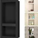 BWE Shower Niche Insert Tile Ready 16" X 28" Rectangle for Shower Wall Prefabricated Waterproof Double Shelves Recessed Niche for Shower Bathroom Storage, Black