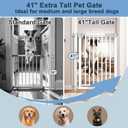 41" Extra Tall Dog/Pet Gate gate for Indoor,Heavy Duty Pressure Mount Baby Gate with Auto-Close & Walk Through,Adjustable Width 30-49.2 Inches, for Stairs, Doorways, Kitchen, White