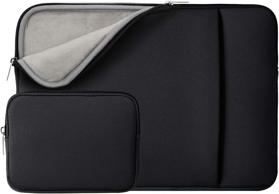 RAINYEAR 13 Inch Laptop Sleeve Compatible 13.3" MacBook Air/Pro M1 M2 M3 M4 A3240 A3113 A2681 A2337 A1932 A2179 A2338 A1706 A1708 Case Bag with Front Pocket Accessories Pouch (Black, Upgraded Version)