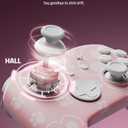 FUNLAB Cute Switch Pro Controller Wireless Compatible with Nintendo Switch 2/OLED/Lite, Grily Hall Effect Controller, Firefly Bluetooth Remote Gamepad Pink with 7 LED Colors/Paddle/Turbo- Cat Paw Pattern