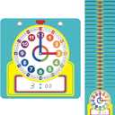 Junkin 25 Pcs Teaching Clock Kit, Learning Clocks for Kids Learning Time with Erasable Surface for Home School Classroom Supplies(Vivid Style)