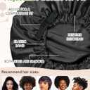 2 x BONNET QUEEN Silk Bonnet for Sleeping Hyaluronic Acid Satin Bonnet, Double Layer Hair Wrap for Curly Hair Women Sleep Cap (Black)