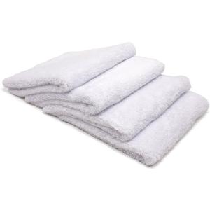 Autofiber Korean Plush Premium Edgeless Microfiber Detailing Towels - Pack of 4, White (16 inch x 16 inch)