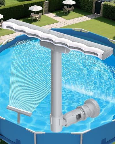 Pool Fountain for Above and Inground Pools, 2-in-1 Adjustable Wide Width Waterfall Pool Sprinkler Fountain for Cooling 10-20 Degrees, Outdoor Swimming Pool Accessories for Relaxation & Cooling (Grey)