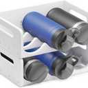 SpaceAid Bamboo Water Bottle Organizer with Labels, Kitchen Pantry Storage Rack for Cabinets, Home Cup and Wine Bottle Holder Shelf Organizers, 2 Pack 3-Slot, White