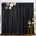10x10 ft Black Backdrop Curtain Panels for Parties, Thick Polyester Wedding Backdrop Drapes for Birthday Photography Background Party Backdrop Home Decorations (60"W x 120"L (Pack of 2))