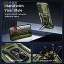 2 x WRJ for Samsung Galaxy S25 Plus/S24 Plus Case with Slide Camera Cover and Screen Protector, Military Grade Protection [Rotated Kickstand] Heavy Duty Shockproof Protective Cover-Olive Green