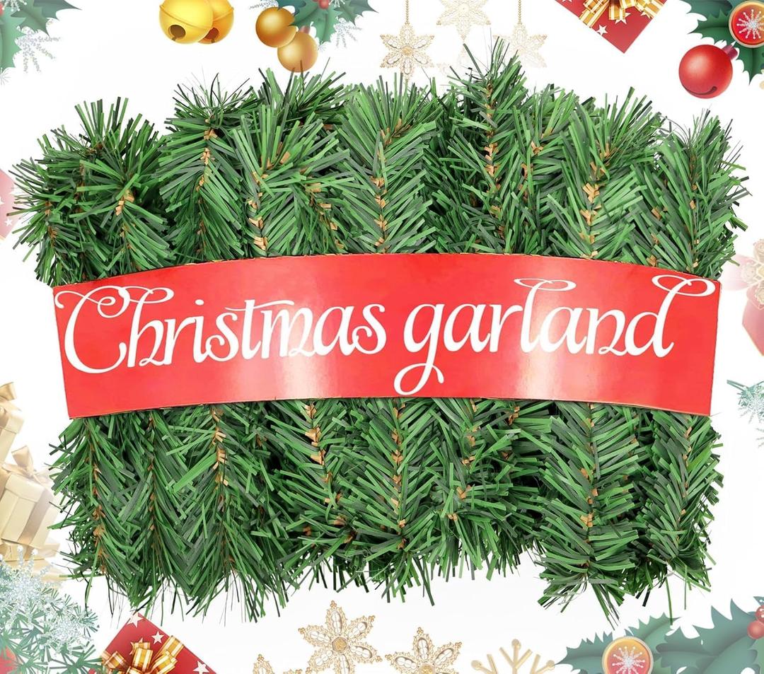 Christmas Garland, 54ft Artificial Christmas Garland Indoor or Outdoor Use Non-Lit Greenery Garland (51ft)