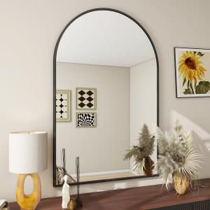 BEAUTYPEAK 26"x38" Arch Bathroom Mirror, Wall Mounted Vanity Metal Frame Mirror for Bedroom, Entryway, Living Room, Black BEAUTYPEAK 26"x38" Arch Bathroom Mirror, Wall Mounted Vanity Metal Frame Mirror for Bedroom, Entryway, Living Room, Black
