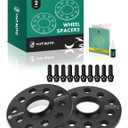 YHTAUTO 5x100/5x112mm Hub Centric Wheel Adapters 10mm Compatible with Audi, Volkswagen Models, A4, TT, Jetta, Passat, w/ M14X1.5 & 12.9 Grade Studs, 57.1mm Hub Bore 5 Lug 2PCS Black