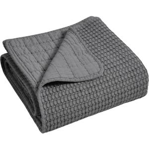 Levtex Home - Mills Waffle - Throw - Charcoal Cotton Waffle - Throw Size 50 x 60in.