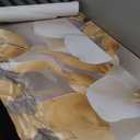 3D Wallpaper Illustration Beige Background Large White Abstract Gold Leaf Flower for Living Room Bedroom Backdrop DecorationNon-self-Adhesive (149" x 96", MURAL-219)