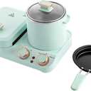 3-in-1 Breakfast Station,Stainless Steel Electric Mini Toaster Bread Breakfast Sandwich Maker,Household Breakfast Maker Machine with Frying Pan,Boiling Pot,Food Steamer