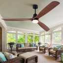 BOJUE Ceiling Fans with Lights and Remote 72-inch 3 Blades Farmhouse Large Ceiling Fan, Black Ceiling Fan lights for Living Room Basement Sunroom Porch Patio, 6-Speed Remote Control