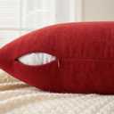MIULEE Red Couch Pillow Covers 20x20 Inch, Set of 2 Soft Chenille Decorative Square Throw Pillow Covers Farmhouse for Sofa Living Room Bed