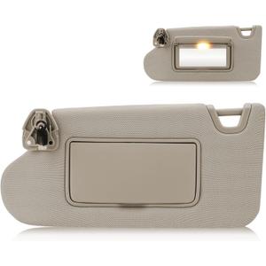 Beige Left Side Sun Visor with Light Fit for Nissan Altima Without Sunroof 2013-2018, Car Visor Replacement for 96401-3TA2A, Driver Side Sunvisor