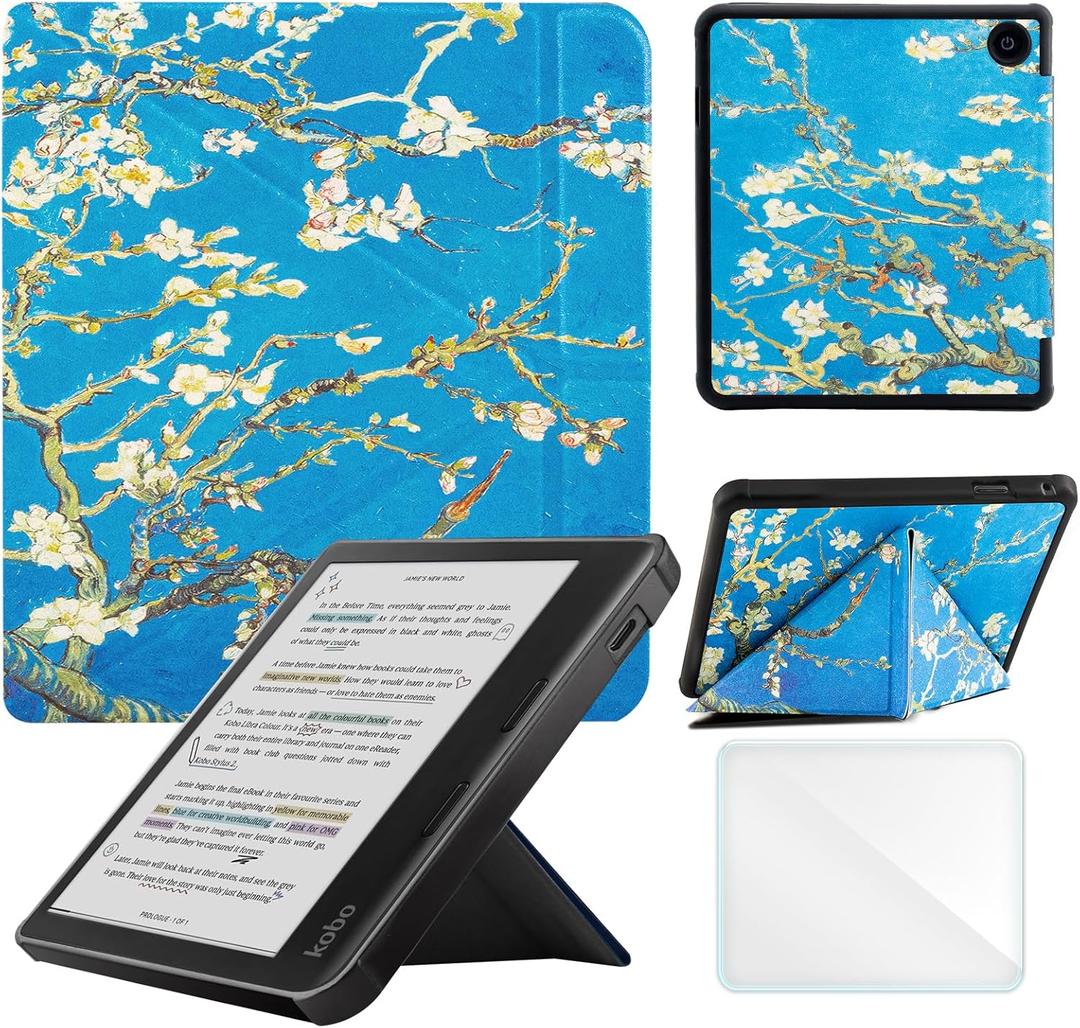 Case Compatible with Kobo Sage 8 Inch e-Reader (Model: N777 N778K, 2021 Release), Includes a Screen Protector - Premium PU Leather Cover with Auto Sleep/Wake