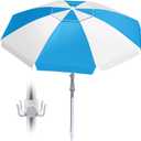 8FT Beach Umbrellas for Sand,Portable Outdoor Windproof Sun Umbrella with Push Button Tilt and Air Vent,UPF 50+ PU Coating for Patio Garden Pool Backyard