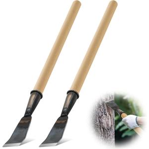 2 Pcs 26.5 Inch Bark Spud Debarking Tool Long Steel Curved Blade Log Peeler Tools with Comfortable Wooden Handle, Bark Removal Stripping Tool for Logs Without Damaging Wood