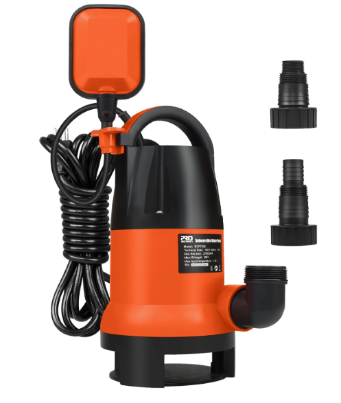 Sump Pump, Prostormer 1HP 3700GPH Submersible Clean/Dirty Water Pump with Automatic Float Switch for Pool, Pond,Garden, Flooded Cellar, Aquarium and Irrigation (Orange)