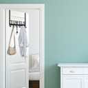 Over The Door Hooks, Towel Holder for Bathroom, Mount Rack Metal Bath Hanger Bedroom Kitchen Pool Beach Bathrobe Wall Hooks (6 Hooks, Black).