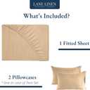 LANE LINEN 100% Organic Cotton Twin Fitted Sheets, 2-Piece Set (1 Fitted Sheet, 1 Pillowcase), Percale Weave, Ultra Soft, Breathable, Fits Mattress Upto 15' Deep - Linen (No Flat Sheet)