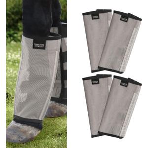Harrison Howard Loose Fitting Fly Boots UV-Protective Extra Tough Mesh Ventilated Four Fasteners Stay-on Design Protect Horse Legs & Stomp-Reducing Set of 4 Original Grey Medium