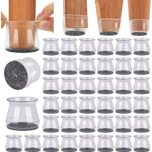 BUMACO 40Pcs Chair Leg Floor Protectors Chair Leg Protectors for Hardwood Floors Silicone Pads Covers to Protect Floors (Universal L Clear Fit 1.3"-2") (Universal L(1.3"-2"), Clear-40 Pcs)