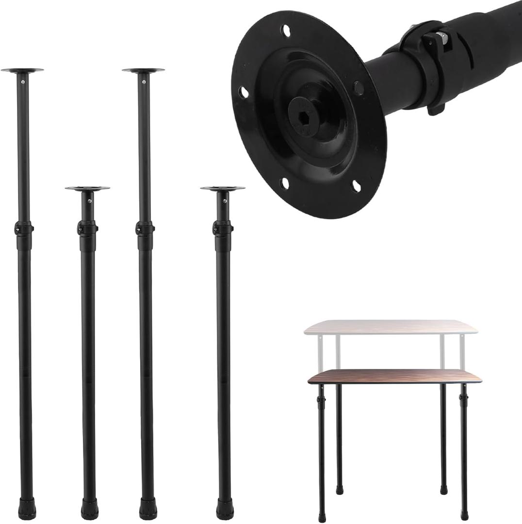 Premade Round Metal Desk Legs, 30 to 45inch Telescoping Round Office Table Legs Heavy Duty Set of 4 Stainless Steel Tube Portable DIY Furniture Screw in Table Legs Sturdy (30-45in)