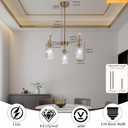 3 Lights Gold Chandelier Glass Long Pendant Light Fixtures