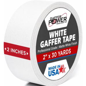White Gaffer Tape 2 Inch x 30 Yards, Pro Grade Made in USA, Residue-Free Removal, Matte Non Reflective Cloth Tape, Writable Surface for Cable Labeling, Floor Tape for Stage & Studio