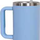 40oz Premium Stainless Steel Tumbler with Handle & Straw | Vacuum-Insulated Double-Wall Travel Mug for Hot & Cold Drinks | Cup-Holder Friendly | Leak-Resistant Lid (Light sky blue)