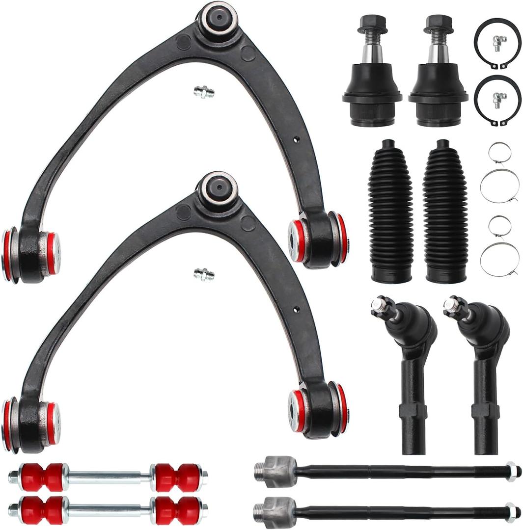 Front End 12pc Suspension Kit for 2007-2013 Chevy Silverado 1500 Suburban Yukon GMC Sierra XL 1500 Tahoe Escalade, 2 Upper Control Arms 2 Sway Bars 4 Tie Rods 2 Lower Ball Joints 2 Boots - 12PC