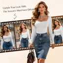 Women Sexy Square Neck Thong Bodysuit Long Sleeves Double Lined Tank Tops Body Suits Outfits for Going Out (M)