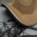 Mumufy 4 Pcs Classic Western Cowboy Hat Men Felt Wide Brim Hats Women Belt Buckle Cap for Adults (Black, Camel, Khaki, Beige)