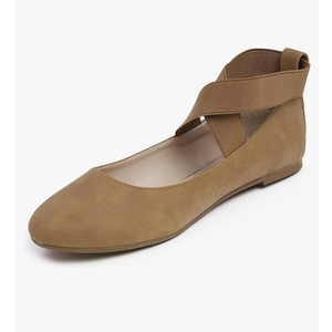 FEVERSOLE Women's Fashion Elastic Ankle Strap Shoes Round Toe Ballet Flat
39