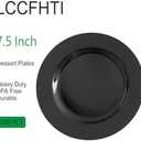 100Pcs Black Plastic Plates 7.5 Inch, Black Disposable Heavy Duty Dessert Plates, Round Salad Plates for Wedding Party