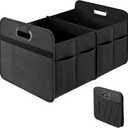 Simple Deluxe Trunk Organizer for Car/SUV/Truck, Collapsible 2 Compartment Automotive Storage Box, 600D Waterproof Oxford Polyester 50L Travel Accessories, Anti-slip & Leak-proof, Black (1 Pack)