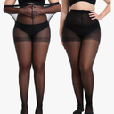 Women's 2 Pairs Plus Size Sheer Tights for Women - 20D Queen Size Control Top Pantyhose with Reinforced Toes, 3XL