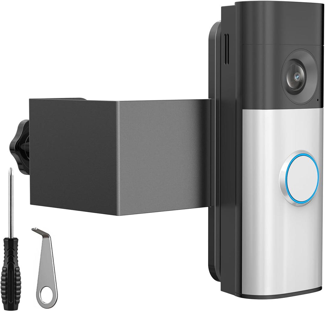 2 x Anti-theft Video Doorbell Mount Compatible with Ring/Blink Doorbell, No Drilling, No Front Cover Metal Doorbell Bracket for Rental Apartment Condo
