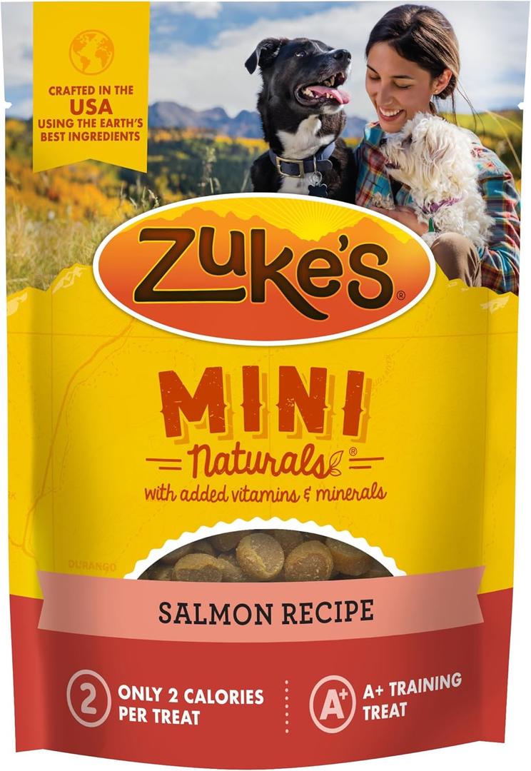 Zukes Mini Naturals Dog Training Treats for Dogs, Pet Treats made with Real Salmon, 16 oz. Resealable Pouch - 16 oz. Bag (1 Pound (Pack of 1))