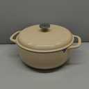 Lodge 6 Quart Enameled Cast Iron Dutch Oven with Lid  Dual Handles  Oven Safe up to 500 F or on Stovetop - Use to Marinate, Cook, Bake, Refrigerate and Serve  Sandalwood