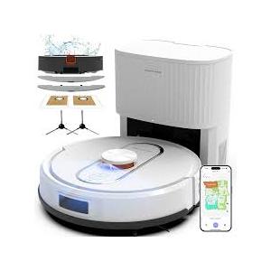 Bagotte Robot Vacuum and Mop Combo, 6000Pa Robotic Vacuum with Mapping, Self-Emptying Station for 90 Days Hands-Free Cleaning, LiDAR Navigation,Wi-Fi/App/Alexa Voice Control, for Carpets Hard Floors