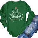 FASHGL Christmas Shirt Women Merry and Bright Pullover Christmas Lights Graphic T Shirts Xmas Long Sleeves Tops (XXL)