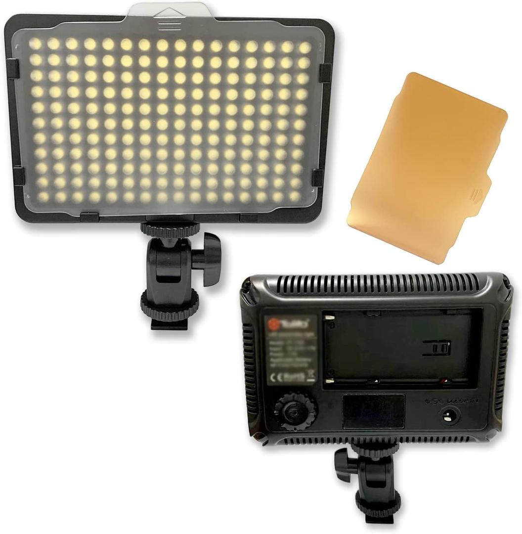 Digital SLR Camera Lighting - 176 Ultra Thin Dimmable Camera Photo/Studio Video LED Light Camcorder Lamp Panel with Color Filters for Nikon, Canon, Panasonic, Tripod, DSLR (NO Battery/NO AC Power)