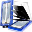 EZ-GLAZ-4 Pack for Galaxy S25 Plus/ S24 Plus [6.7"] Privacy Screen Protector, 100% Fingerprint Unlock, 9H+ Hardness Military Grade Shatterproof Long Durable Tempered Glass Film with Flawless Fit Box, Scratch Resistant