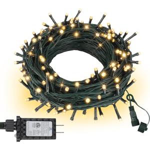 Christmas Lights 33FT 100 LED 8 Modes with Timer Connectable Decorative String Lights for Xmas Tree Patio Party Warm White (Warm White Dark Green Wire)