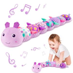 Sumobaby Infant Baby Musical Multi-Sensory Caterpillar, Stuffed Animal Activity Soft Toys, for Tummy Time Newborn 0-3-6-12 Months Girls, Purple (Purple - Caterpillar)
