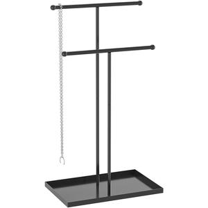 Coward 2 Tier Necklace Stand, Aesthetic Necklace Jewelry Holder, Home Decor Necklace Organizer Stand, Metal Necklace Bracelet Display Rack for Men Women (Black)