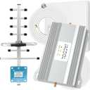 Cell Phone Signal Booster for Home Office | Boost 4G 5G LTE Signal Verizon and AT&T on Band 12/13/17 | Dual Band Cellular Repeater with High Gain Antennas Cover 5000 sq ft | FCC Approved (Brown)